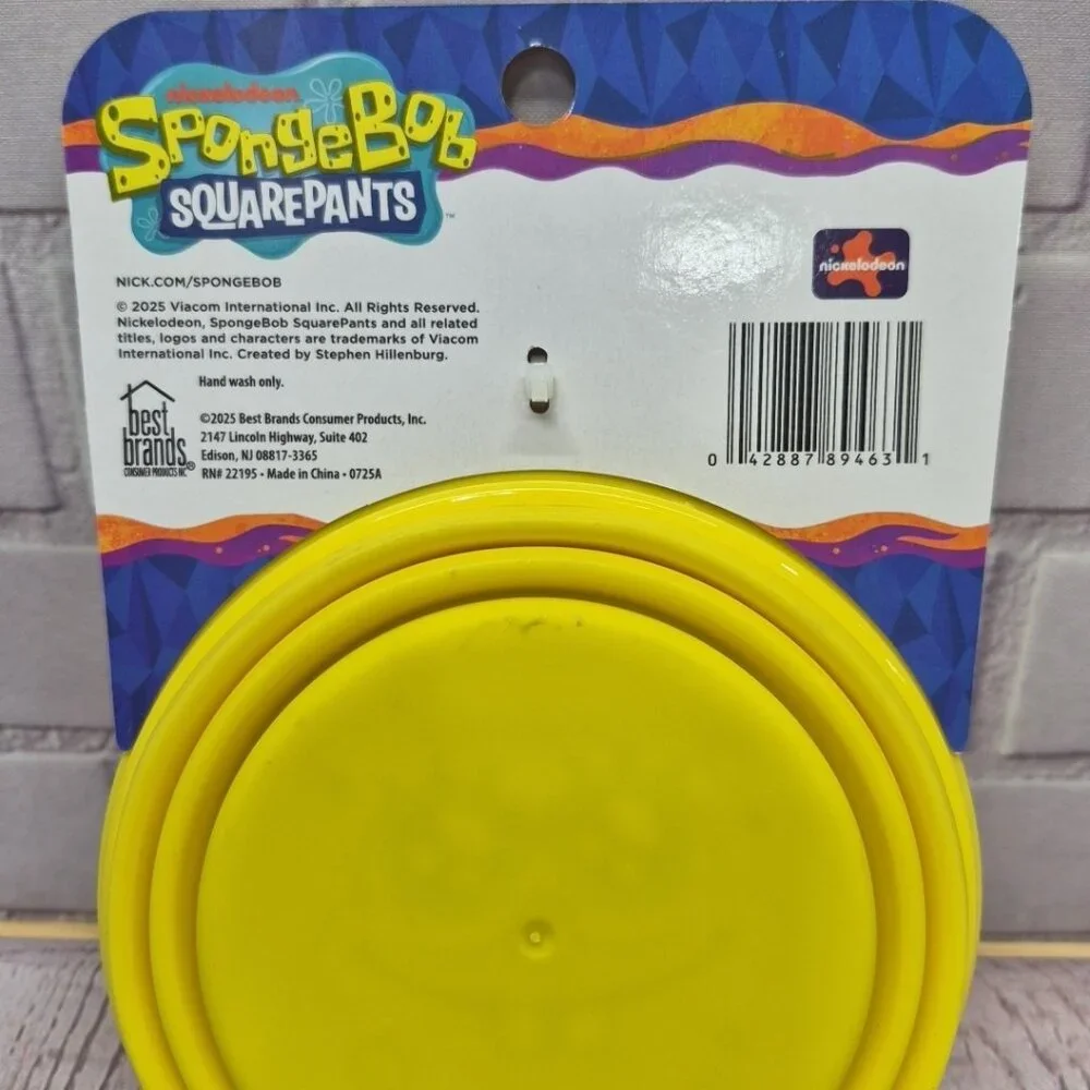 Sponge Bob SquarePants‎ Collapsible Pet Silicone Bowl 25.7oz Silcone Clip On